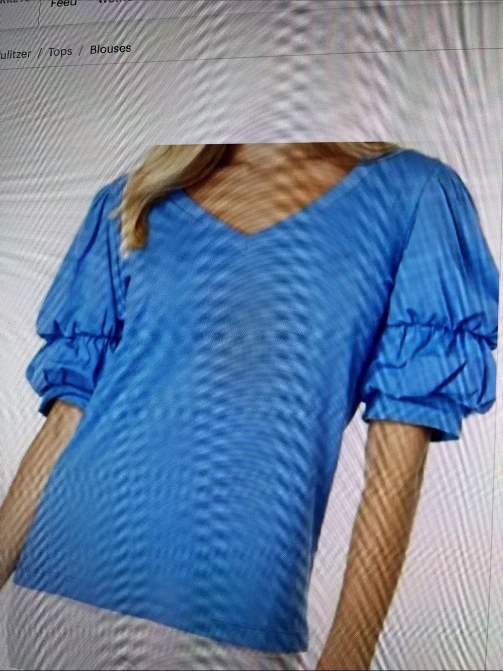 Lilly Pulitzer M DiCola puffed sleeve v neck top